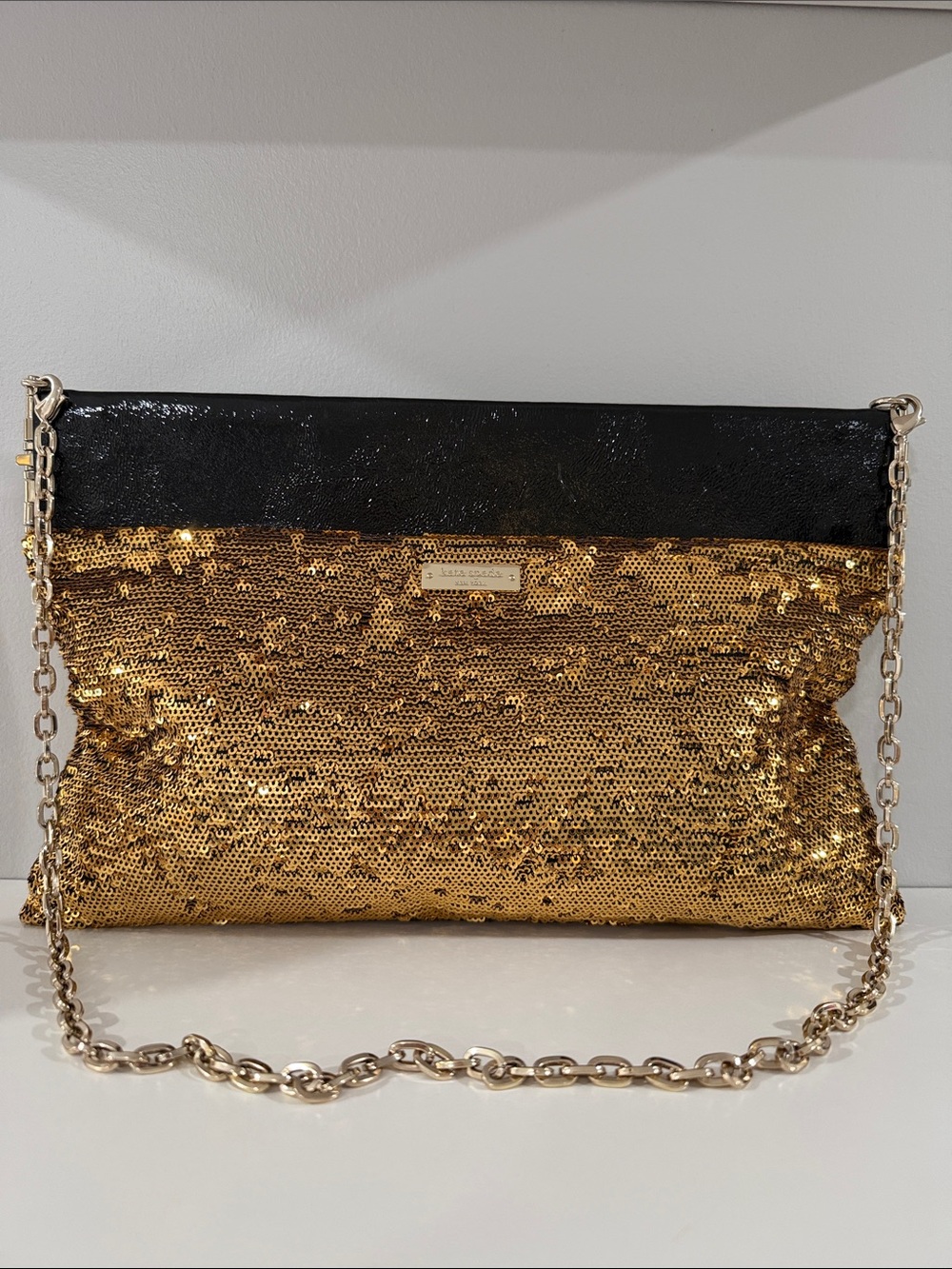 Kate Spade Y2K Sequin Oversized Clutch Bag With Shoulder Chain - Rare Find!